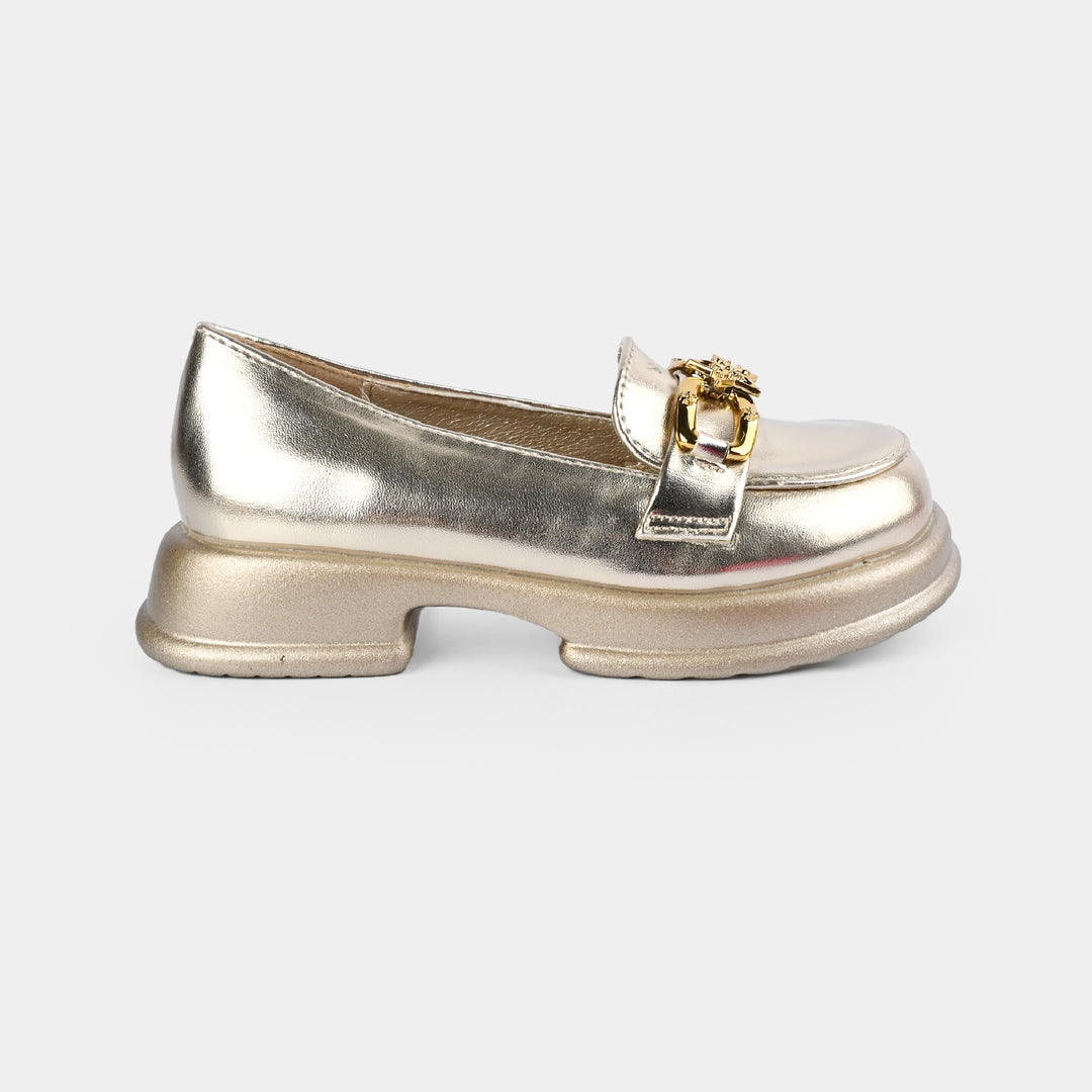 Girls Loafer 703-2-Golden