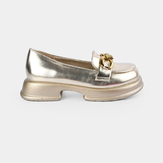 Girls Loafer 703-2-Golden