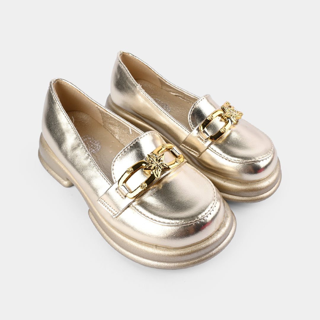 Girls Loafer 703-2-Golden