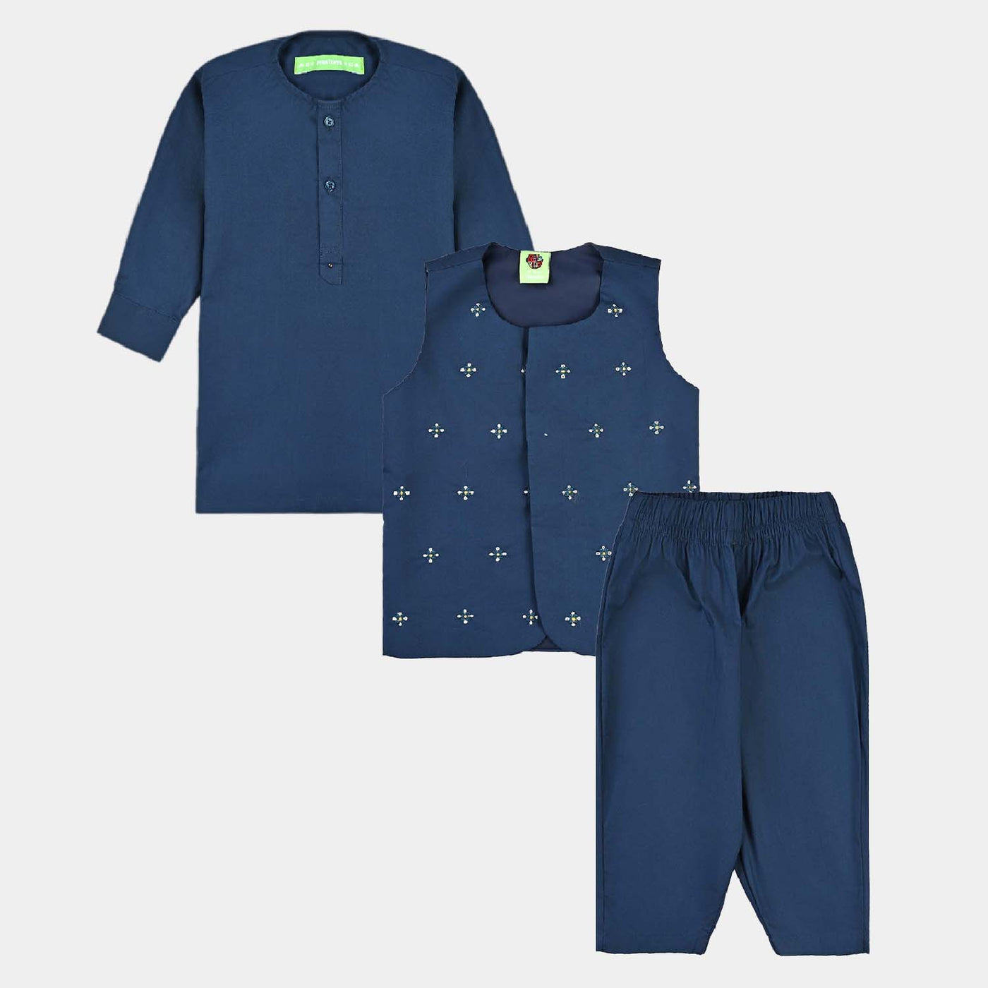 Infant Boys Cotton Poplin 3 Piece Suit (Chin Funk)-T/Blue