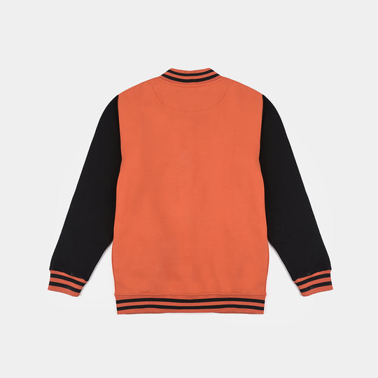 Teens Boys Fleece Knitted Jacket-Apr.Orange