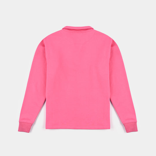 Teens Girls Fleece Cropped Sweatshirt-H.Pink