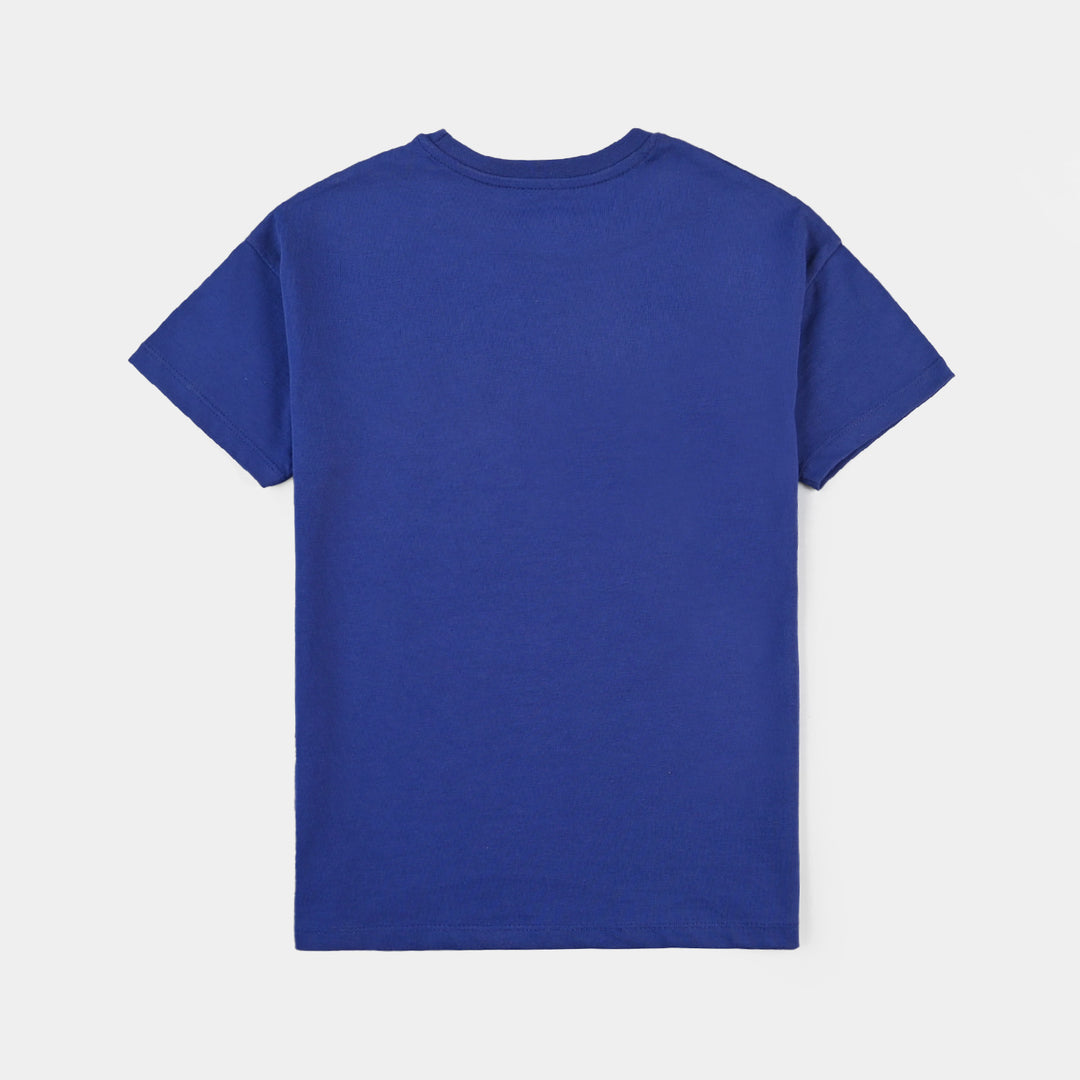 Girls Cotton Jersey T-Shirt H/S Snow White-Navy Blue