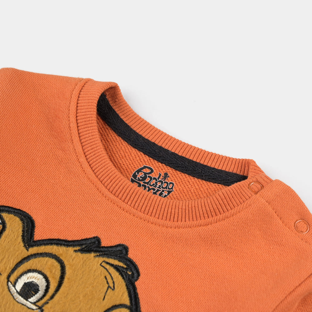 Infant Boys Cotton Terry Sweatshirt Lion- Rust