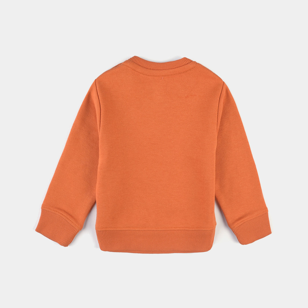 Infant Boys Cotton Terry Sweatshirt Lion- Rust