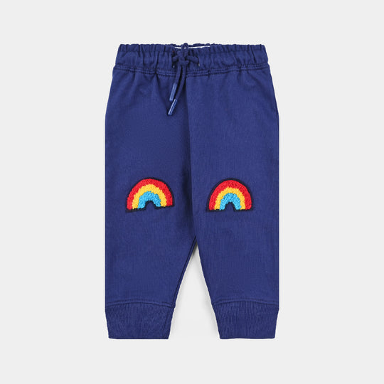 Infant Girls Cotton Terry Pyjama Rainbow-Navy Blue