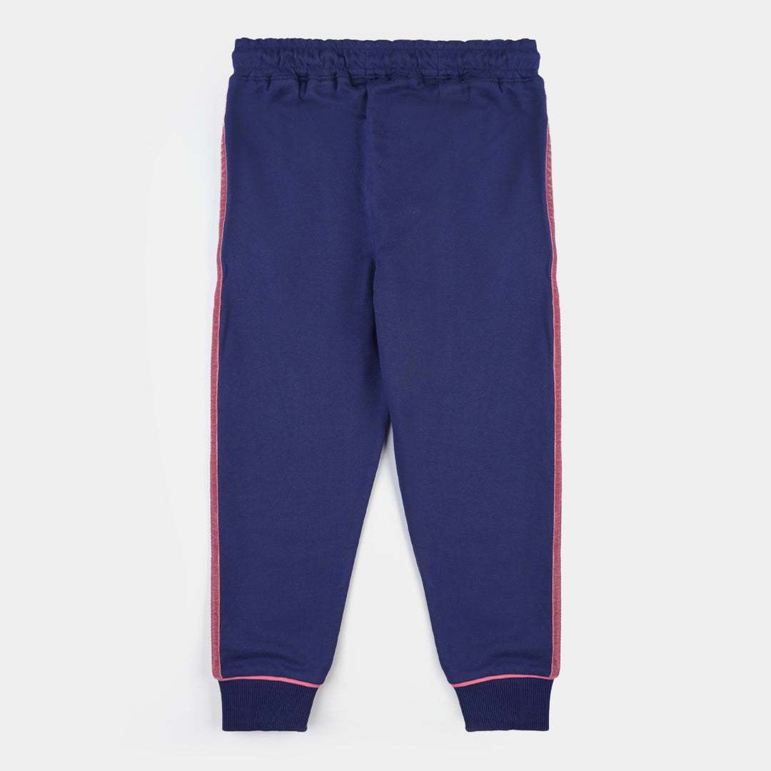 Girls Cotton Terry Pyjama Girl Power-Navy Blue