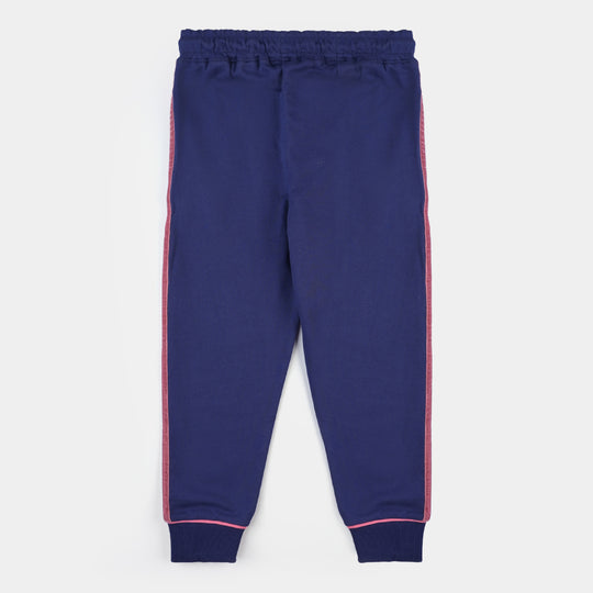 Girls Cotton Terry Pyjama Girl Power-Navy Blue