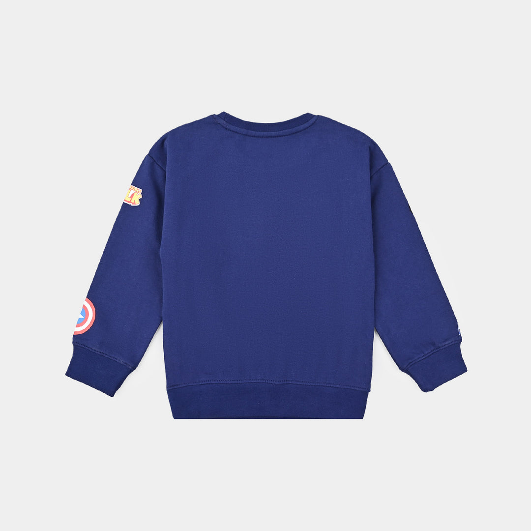 Boys Cotton Terry Sweatshirt-Navy Blue