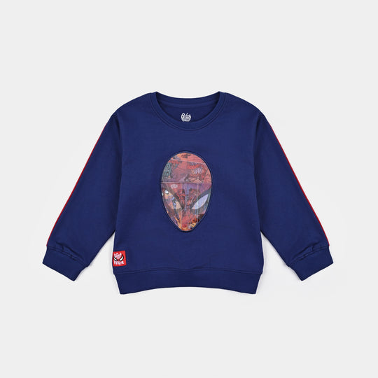 Boys Cotton Terry Sweatshirt Character-Navy