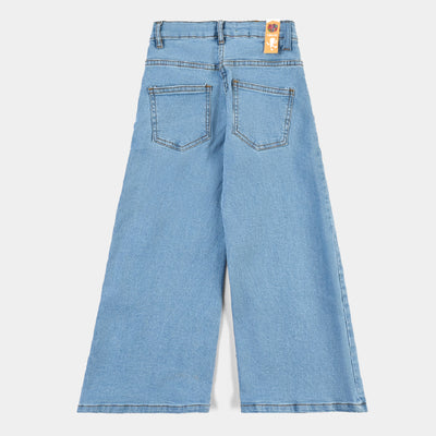 Girls Denim Stretch Pant Basic Culotte-LIGHT BLUE