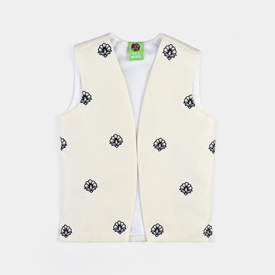 Infant Boys Poly Viscose Waistcoat-Cream