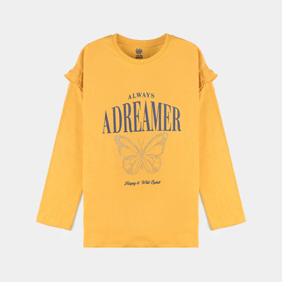 Girls Cotton Jersey T-Shirt F/S Always A Dreamer-Artsn Gold