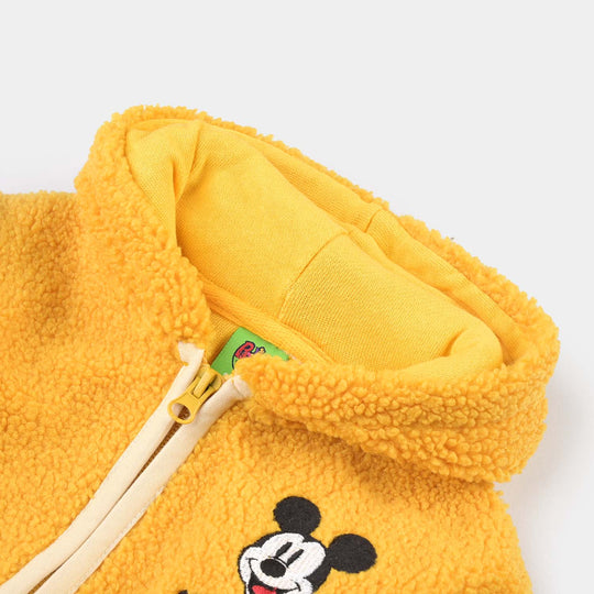 Infant Boys Fleece Knitted Jacket-Lemon