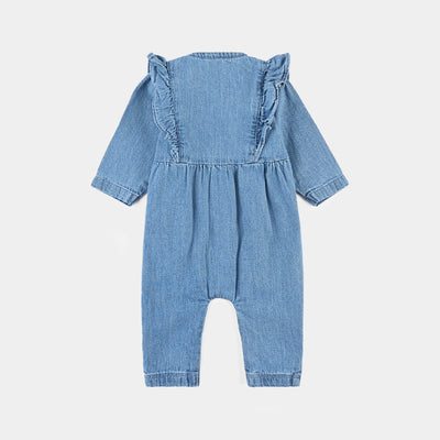 Infant Girls Tensile Denim (Light Denim) Romper Geometrical EMB-Blue