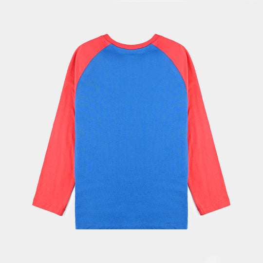 Boys Cotton Jersey T-Shirt F/S -Blue/Red