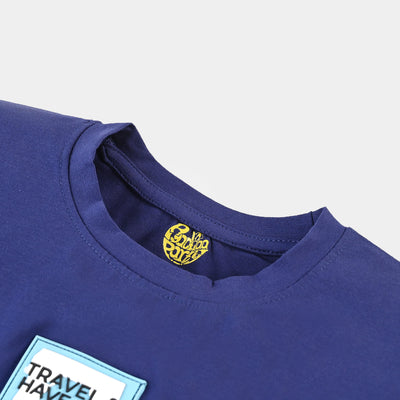 Boys Cotton Jersey T-Shirt H/S Travel & Have Fun-Blue