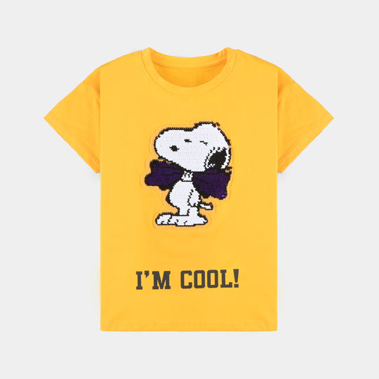 Girls Cotton Jersey T-Shirt H/S I'M COOL-Citrus