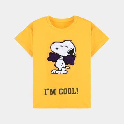 Girls Cotton Jersey T-Shirt H/S I'M COOL-Citrus