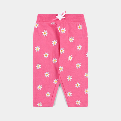 Infant Girls Cotton Terry Sleeping Pyjama Flowers-Hot/Pink