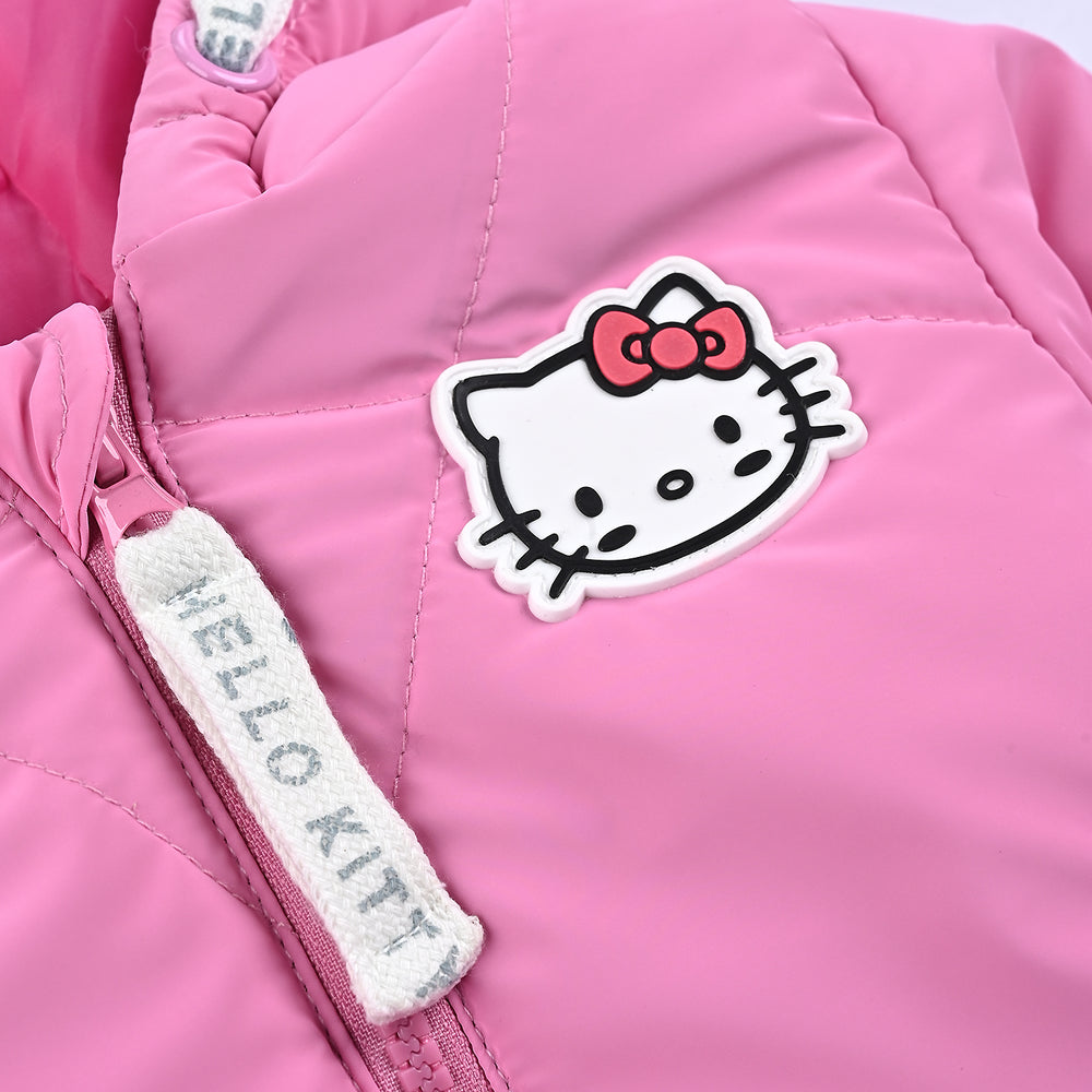 Infant Girls Mix taffeta Quilted Jacket Kitty-Pink