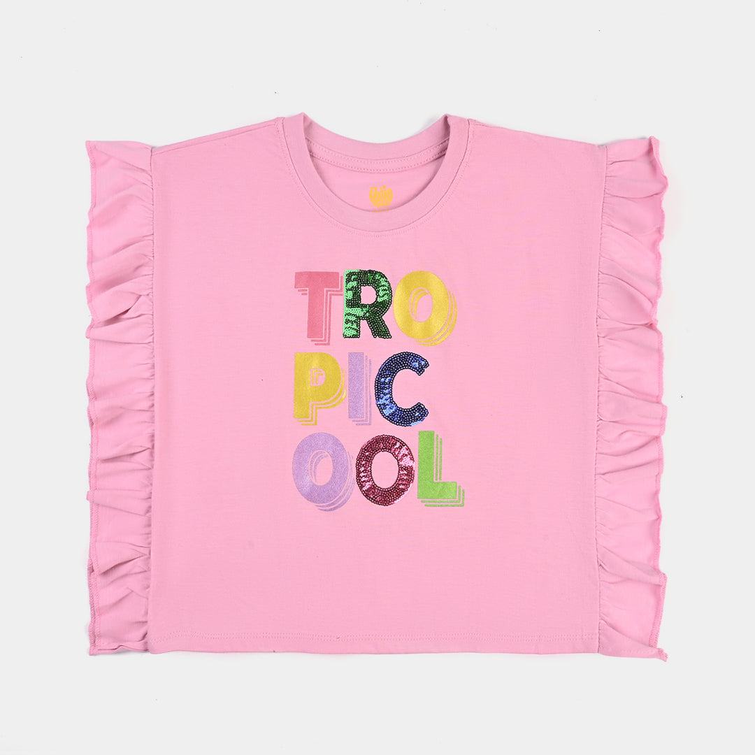 Girls Cotton Jersey T-Shirt H/S Tropicool - Pink