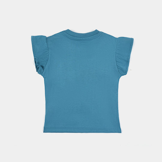 Infant Girls Cotton Jersey T-Shirt Good Vibes- Blue