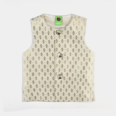 Infant Boys Poly Viscose Waistcoat (Royal)-Off.White