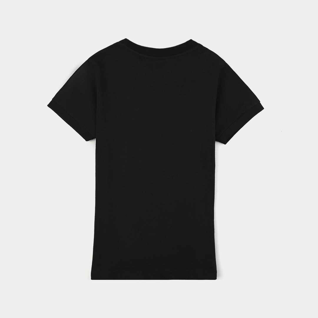 Girls Cotton Jersey T-Shirt H/-BLACK