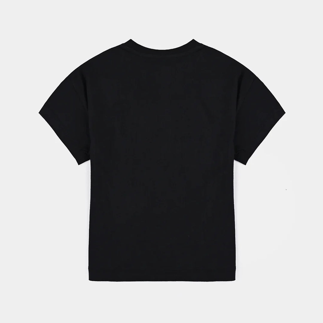 Girls Cotton Jersey T-Shirt H/S-BLACK