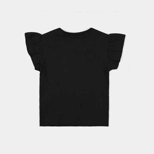 Infant Girls Cotton Jersey T-Shirt Kitty Party-BLACK