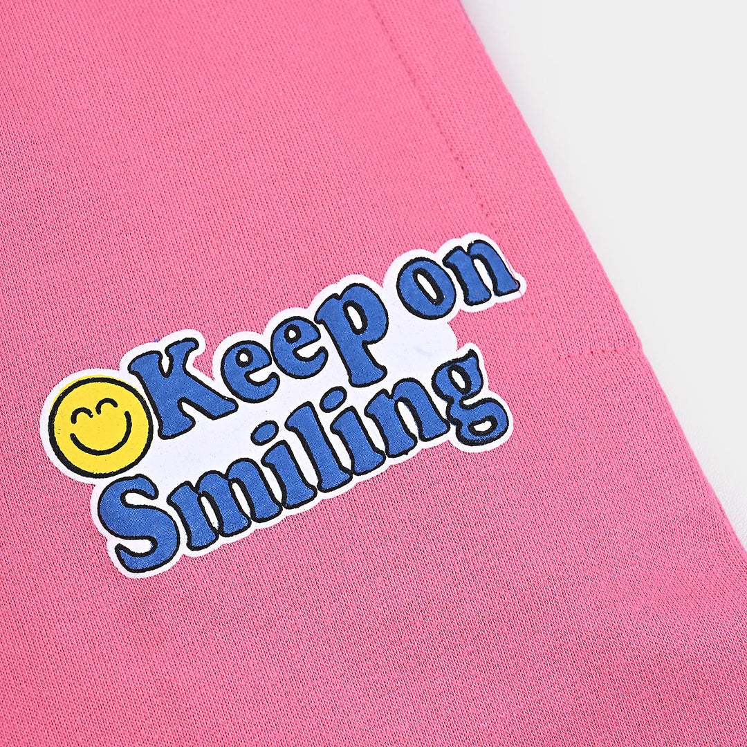 Girls Jersey/Terry Pyjama Keep On Smiling-Hot Pink