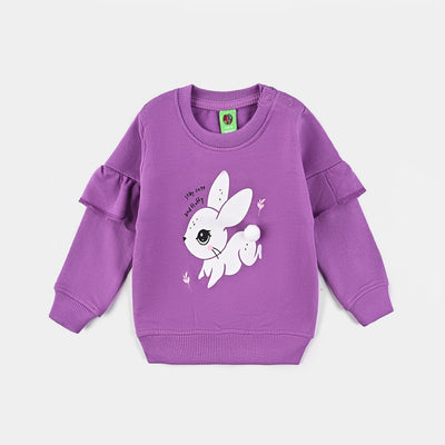 Infant Girls Cotton Terry Sweatshirt Cute & Fluffy-Purple