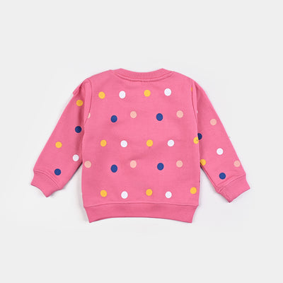 Infant Girls Cotton Terry Sweatshirt Polka Dots-Hot Pink