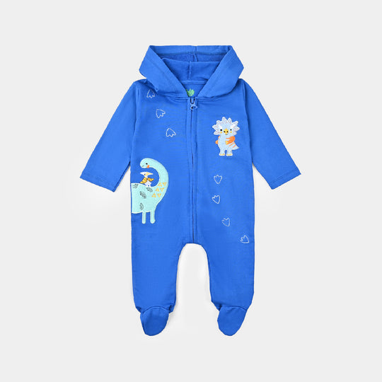 Infant Boys Cotton Terry Romper Dino-Imp.Blue