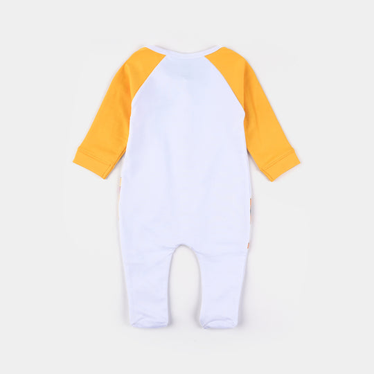 Infant Boys Cotton Terry Romper -White