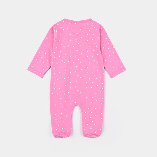 Infant Girls Cotton Terry Romper-Sachet Pink