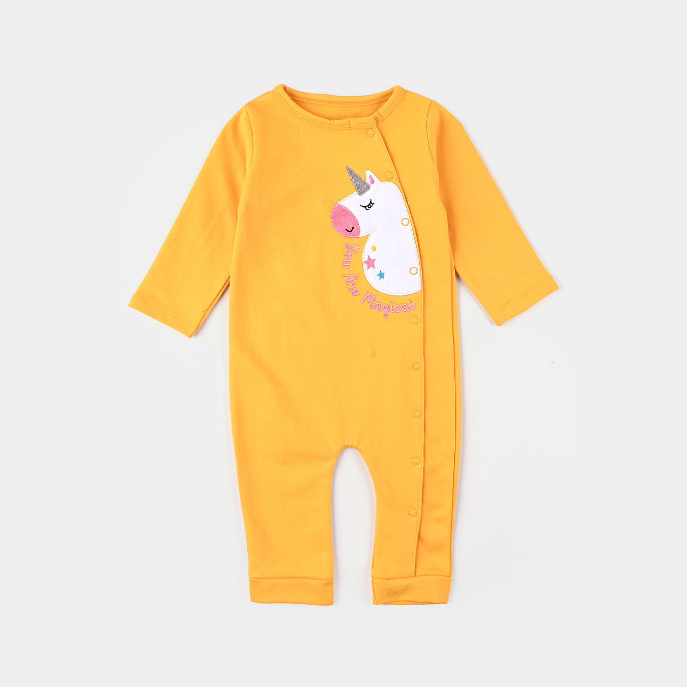 Infant Girls Cotton Terry Romper-Citrus