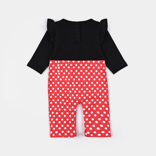 Infant Girls Cotton Terry Romper Polka Dots