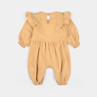 Infant Girls Seer Sucker Romper EMB Rabbit - Mustard