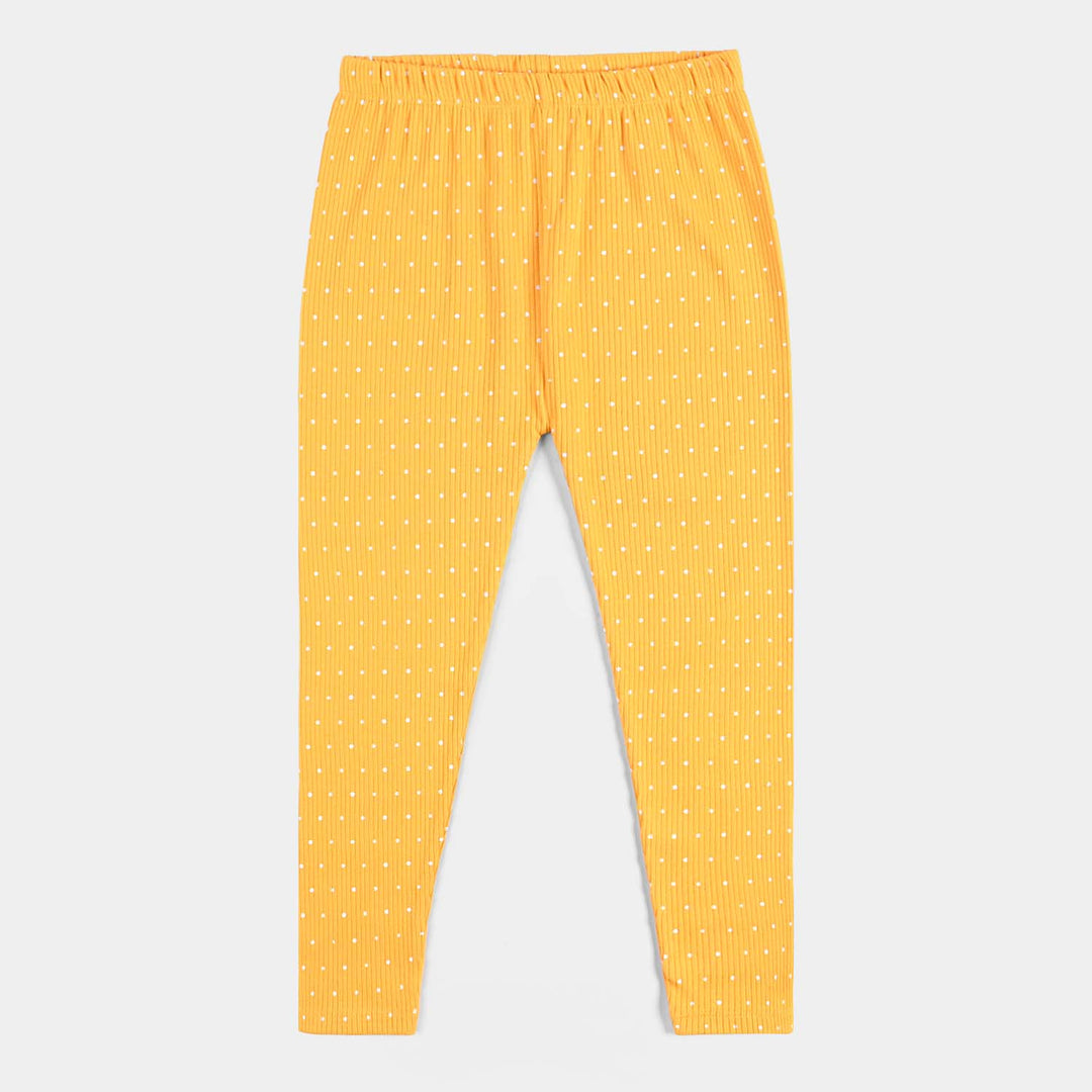 Girls Rib Tights Printed Printed Dots-Amber Yellow