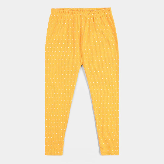 Girls Rib Tights Printed Printed Dots-Amber Yellow