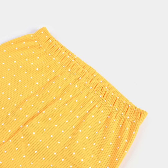 Girls Rib Tights Printed Printed Dots-Amber Yellow