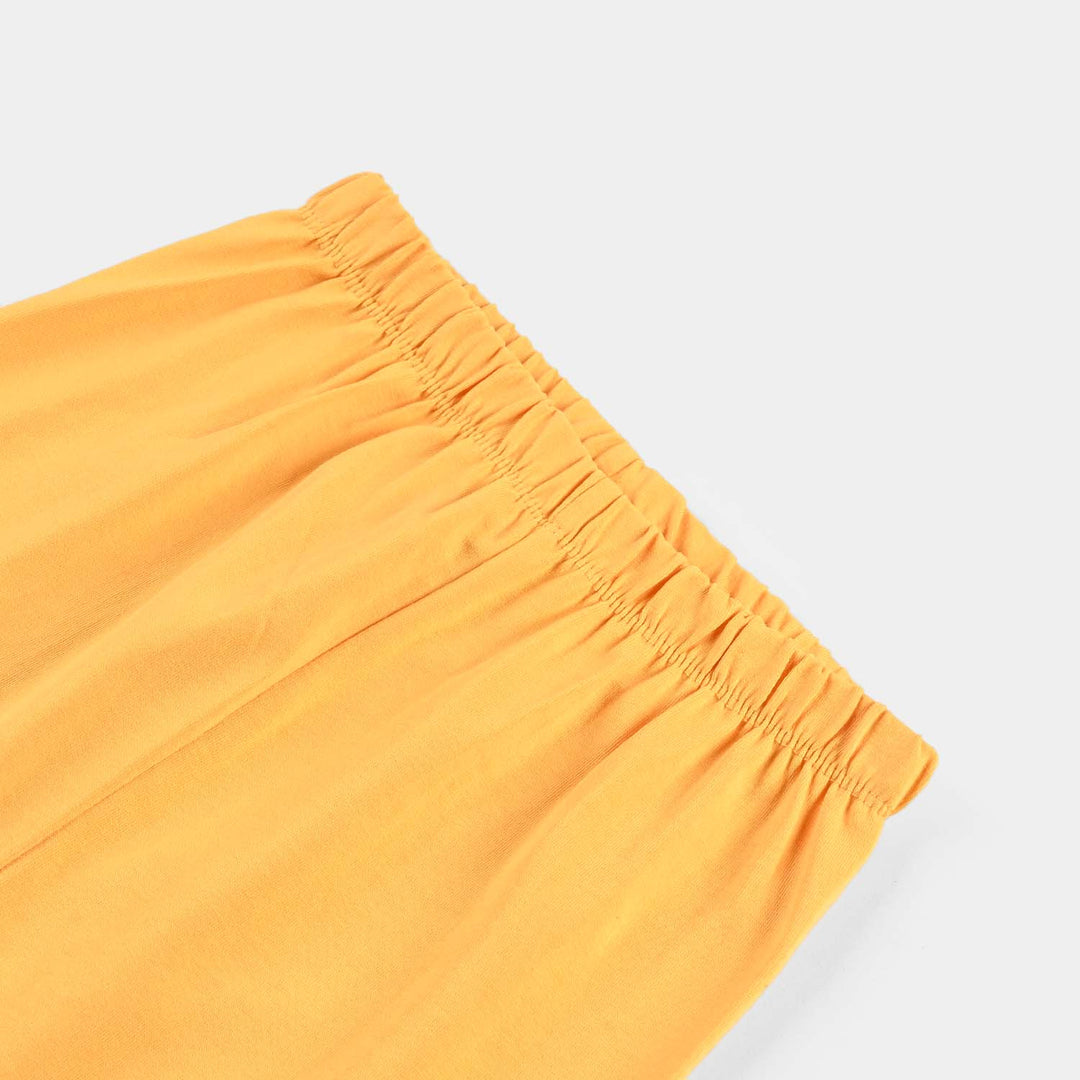 Girls Lycra Jersey Tights Emb-Yellow