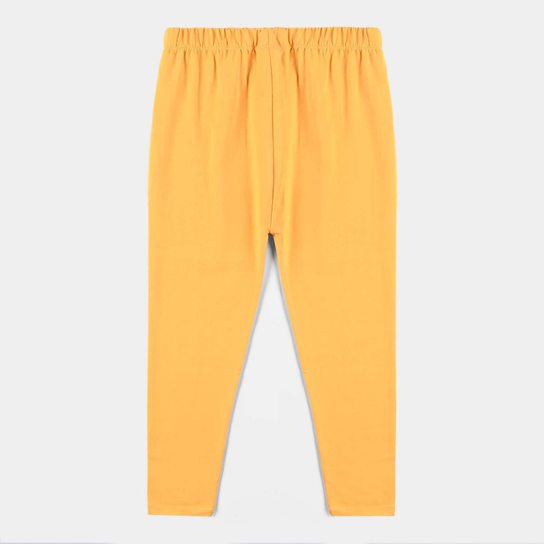 Girls Lycra Jersey Tights Emb-Yellow