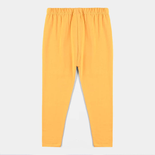 Girls Lycra Jersey Tights Emb-Yellow