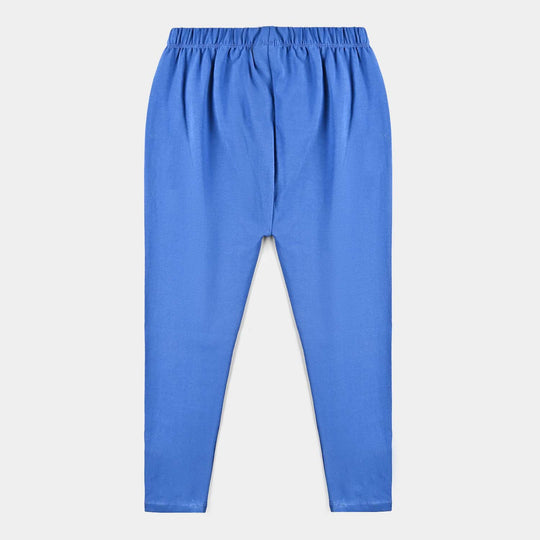 Girls Lycra Jersey Tights Emb Garden-C-Blue