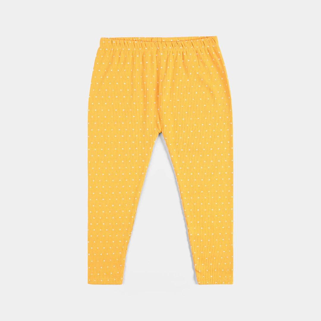 Infant Girls Rib Printed Tights Printed DOTS-Amber Yellow