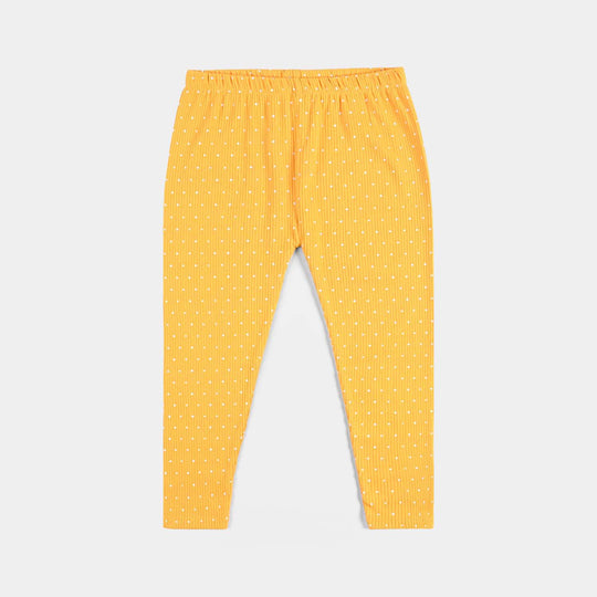 Infant Girls Rib Printed Tights Printed DOTS-Amber Yellow