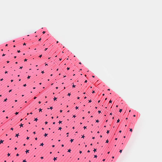 Infant Girls Rib Printed Tights Printed All Stars-Hot Pink